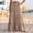 Khaki, variant on Women's Elastic High Waist Maxi Skirt, Triple-Tier Ruffle Woven Fabric, Loose Hip Swing Cut for Resort Trips White M