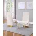 thumbnail image 2 of Chaises Latérales d'Appoint en Velours Capitonné Crème avec Détails Chromés Dorés (Ensemble de 2), 2 of 2