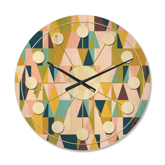 Designart 'Retro Triangular Design I' Mid-Century Modern Wood Wall Clock