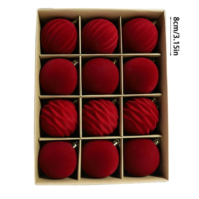 Christmas Tree Decorations 12 Pcs Velvet Flocked 3.15 Ball Set