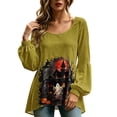 thumbnail image 2 of Halloween Shirts for Women Spooky Ghost Graphic Tunic Tops Long Balloon Sleeve Loose Casual Fall Blouses Holiday Party Costumes Apparel, 2 of 6