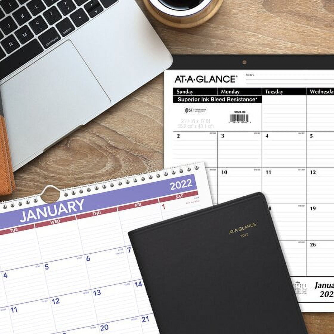 At-A-Glance Recycled 2022 Weekly Monthly Appointment Book Planner, Black, Medium, 7" x 8 3/4"