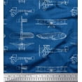 thumbnail image 1 of Soimoi Viscose Chiffon Fabric Check & Airplane Transport Print Fabric by Yard 42 Inch Wide, 1 of 3