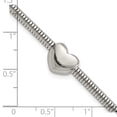 thumbnail image 5 of Stainless Steel Bracelet with station Snake Women's 9.3 mm 7.5 in Polished Heart Bead Chain 1in ext., 5 of 5