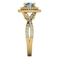 thumbnail image 3 of 1.3125 ct Round Cut Blue Moissanite Halo Engagement Ring for Women in 18K Yellow Gold, 3 of 5