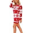 thumbnail image 2 of Liacowi Women Christmas Knitted Dress Elk Snowflake Print Long Sleeve Mini Dresses for Party Streetwear, 2 of 9
