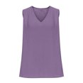 thumbnail image 4 of BXJX 2025 Womens Cotton Linen Tank Tops- Solid Color Sleeveless Casual Lightweight Quick Dry V Neck Summer Shirts Purple Size XL, 4 of 6