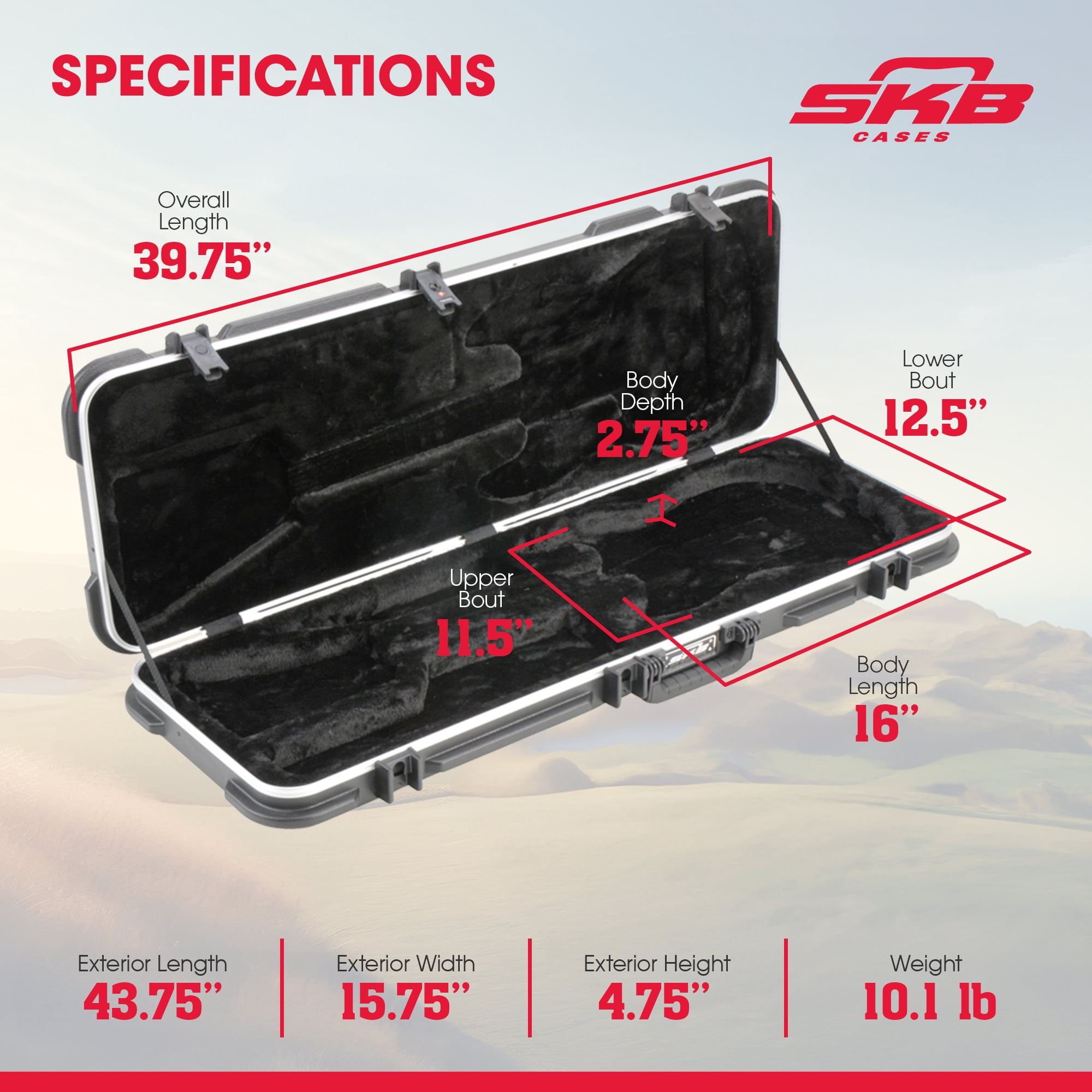 SKB Cases 1SKB-66 Electric Guitar Hard Case for Strat and Tele Style Guitars