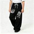 thumbnail image 2 of JAJAHO Halloween Boys Girls Baggy Sweatpants Skeleton Graphic Drawstring Wide Leg Jogger Pants For Kids Teens 4-15Y, 2 of 5
