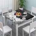 thumbnail image 3 of Black Gothic Moon Mountain Pattern Square Fitted Tablecloth with Elastic Edge,Square Table Cover,Washable Elastic Table Cover for Home Kitchen Party Decor 34"x34", 3 of 6