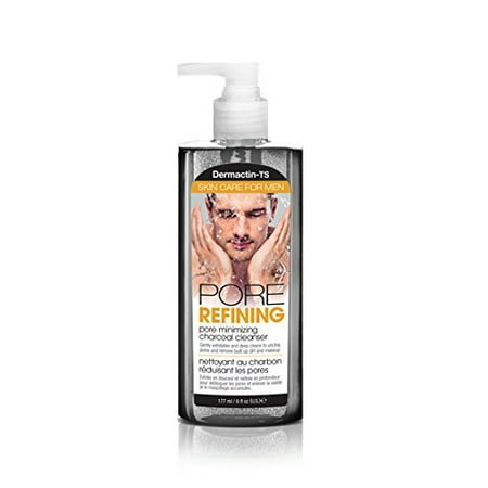 Dermactin-TS Men's Pore Refining Charcoal Cleanser Gel 5.7 oz. (Pack of 6) - Gently Exfoliates & Deeply Cleanses, Unclog Pores, Removes Built Up Dirt, for Smooth & Clear Skin