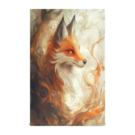 

WOBOGO Cool Orange Fox Kitchen Towel 6 Piece Large Cotton Dishcloth Premium Absorbency Set with Hanging Loop