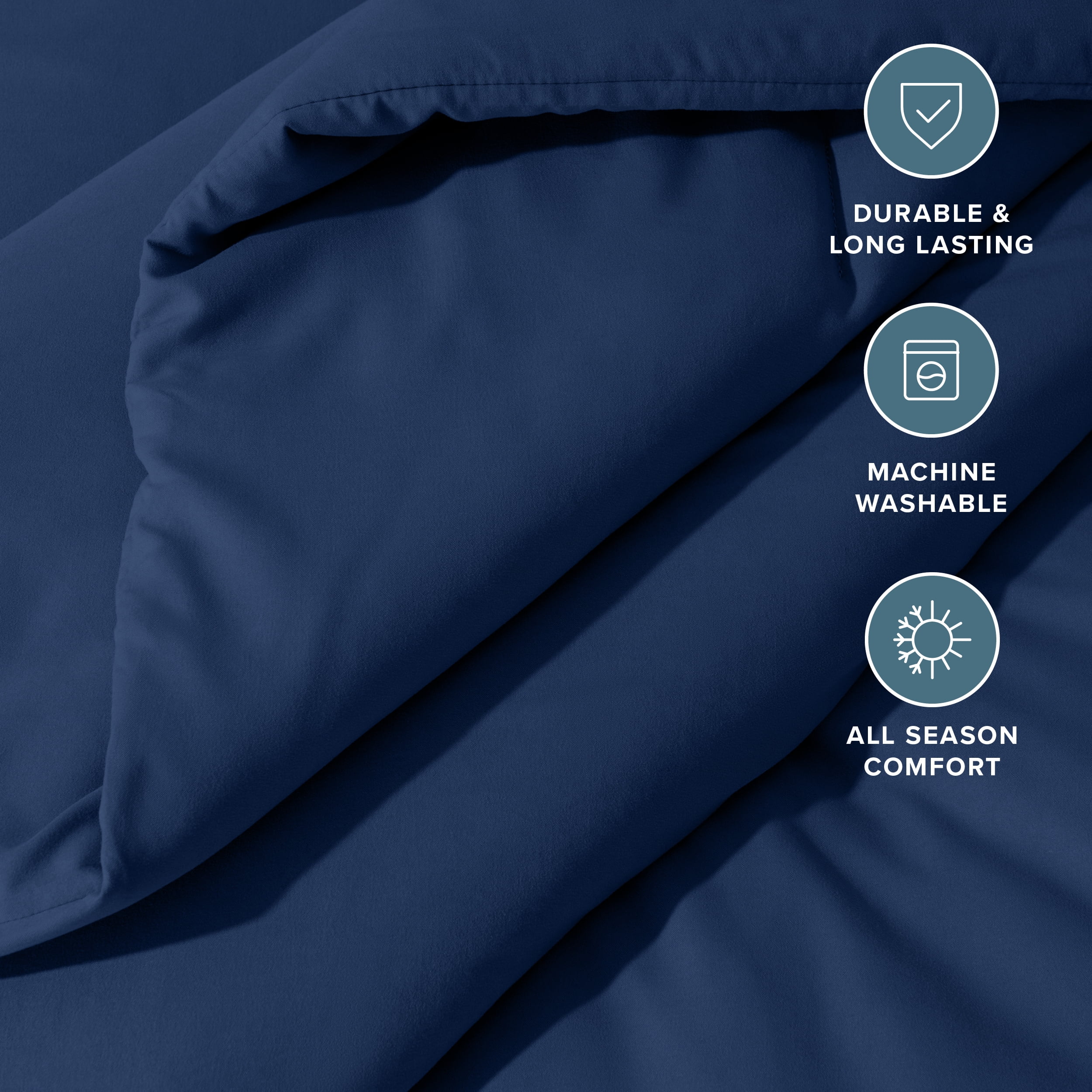Bare Home Down Alternative Comforter Set - 3-Pieces - All Seasons - Queen, Dark Blue