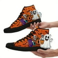 thumbnail image 6 of Coolcustomize Women's Halloween High Top Sneakers with Cute Charm, Orange Boo Skeleton Pumpkin Bat Design, Trick Treat Casual Skate Shoes, Ladies' Spooky Casual Boots, Trendy Halloween Shoes, 6 of 11