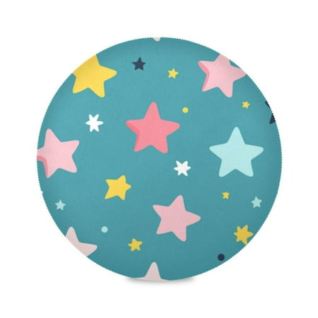 

Round Plate Mat 15.4x15.4 Inchesx6 Placemat Table Mat Kitchen Mat Coffee Mat Fabric Thick Strong Wear-Resistant Heat Resistance Cartoon Cute Colorful Stars