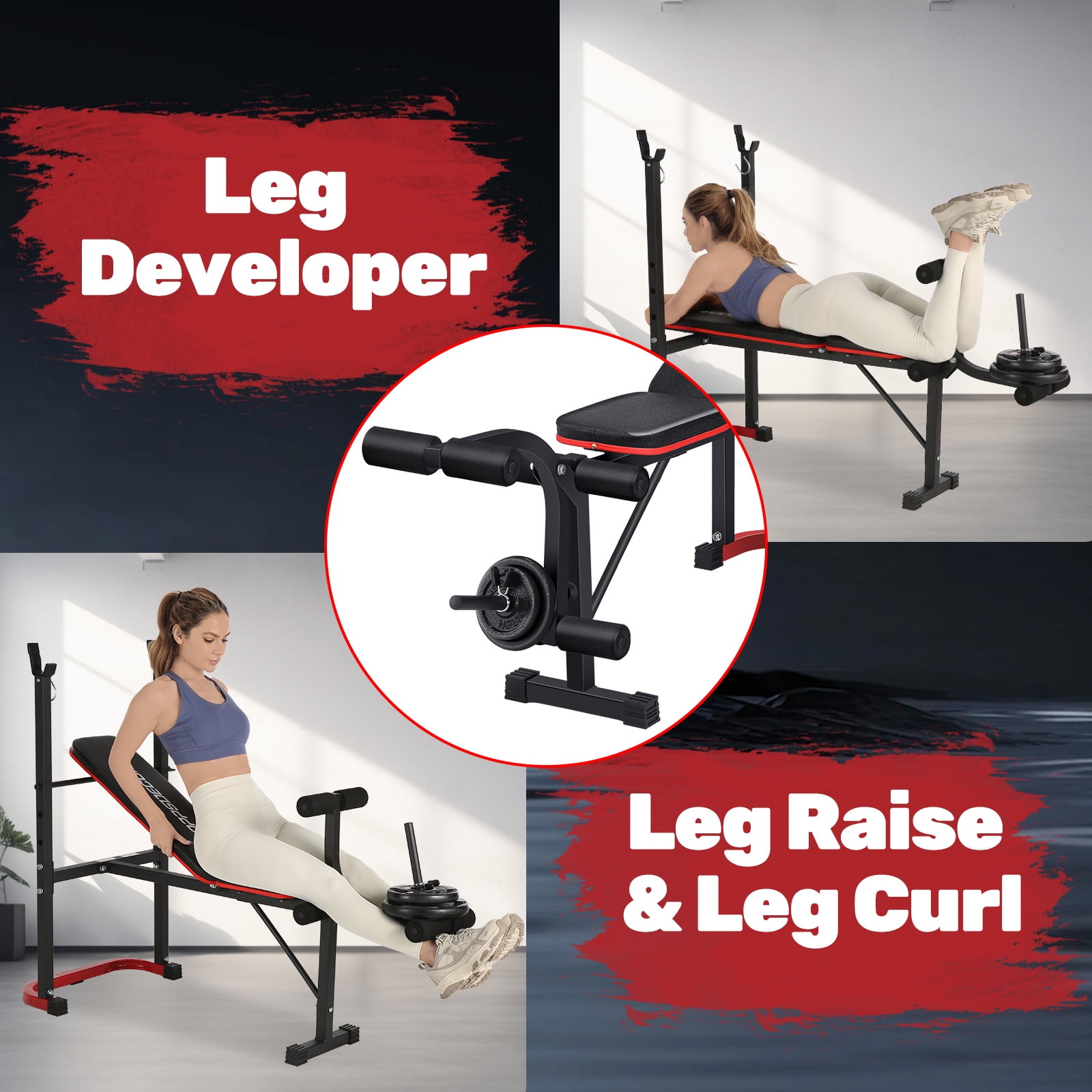 VIBESPARK 660LBS Adjustable Weight Bench Set with Leg Extension and Leg Curl Multi Function Workout Bench Press With Barbel Rack Olympic Weight Bench for Home Gym Strength Training Walmart