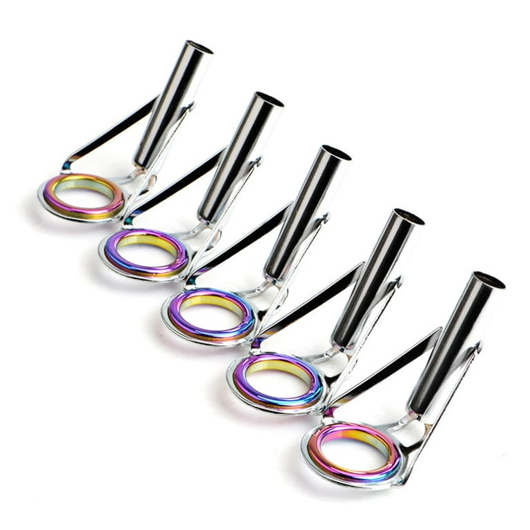 5Pcs Fishing Rod Tip , Stainless Steel Replacement Circle Repair Parts  Tools, for Baitcasting Rod, Sea Fishing - 9 Size Multicolor