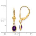 thumbnail image 2 of 14k Yellow Gold February Amethyst Earrings Drop Dangle Birthstone, 2 of 6