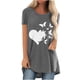thumbnail image 1 of Mujeres moda Casual impresión camisas manga corta suelta Tee Tops túnica blusa Pompotops hfajkhk136488, 1 of 4
