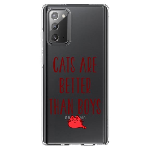 DistinctInk Clear Shockproof Hybrid Case for Galaxy Note 20 ULTRA (6.9" Screen) - TPU Bumper Acrylic Back Tempered Glass Screen Protector - Cats Are Better Than Boys