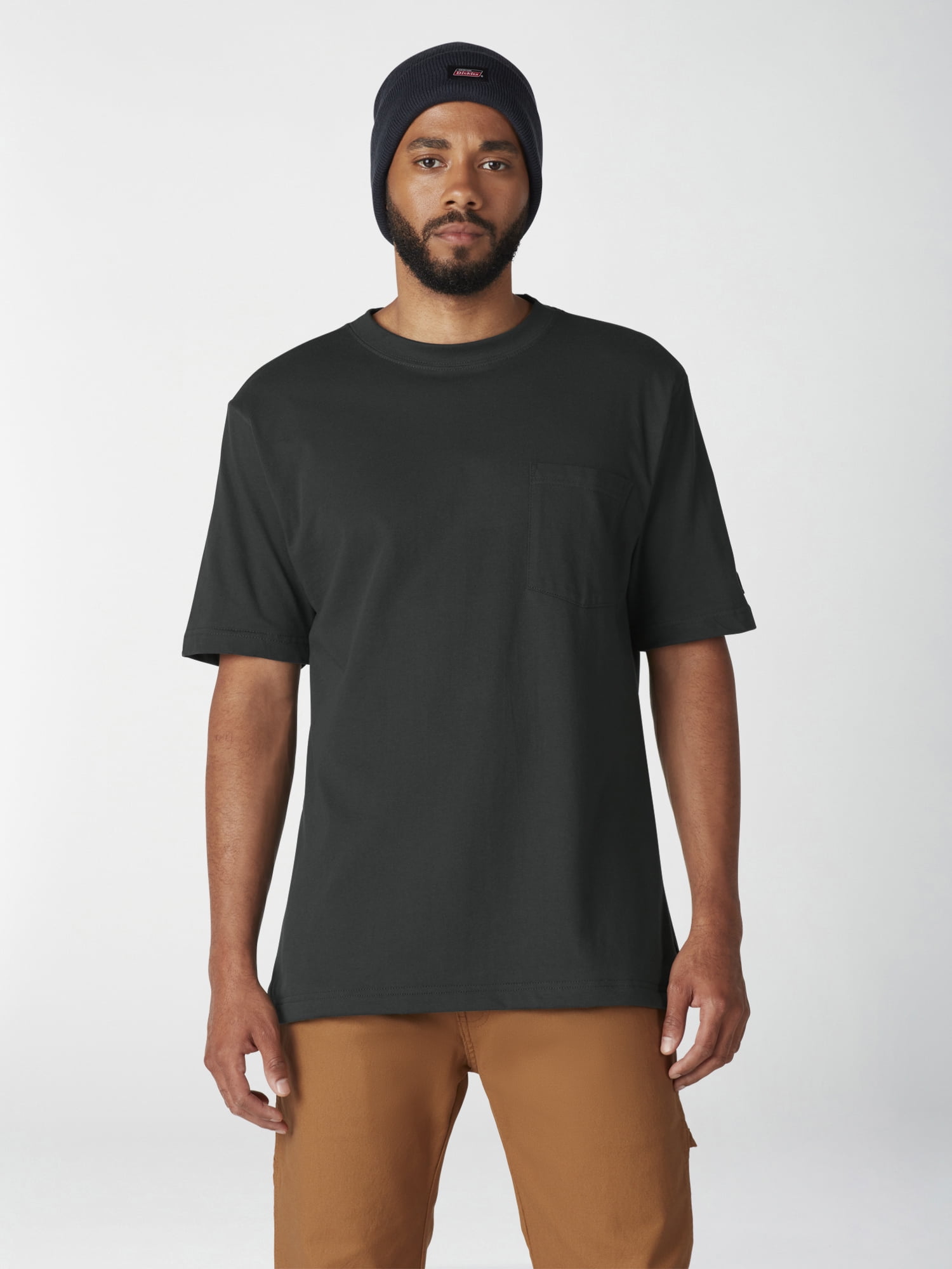 Real Essentials 4 Pack:Mens Ultra-Soft 100% Cotton Short Sleeve Crew Neck Pocket T-Shirt Casualwear 