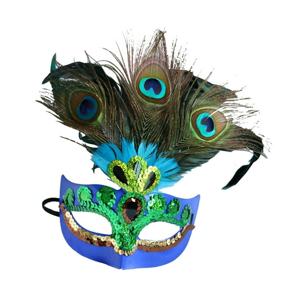 Máscara de plumas de Máscara de plumas de Escudo facial Máscara decorativa de media cara Disfraz para club Carnaval Mardi Gras Esp azul Sunnimix Cubierta de media cara
