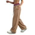 thumbnail image 6 of Hvogkswy Wide Leg Sweatpants Women Elastic Drawstring High Waisted Pants Plaid Lining Casual Workout Jogging Pants with Pockets, 6 of 8