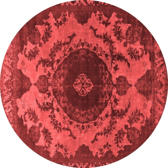 Ahgly Company Indoor Round Oriental Red Industrial Area Rugs, 4' Round