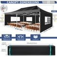 thumbnail image 4 of SANOPY 13x26 Heavy Duty Canopy with 6 Sidewalls, 2 Height Adjustable Commercial Tent,Pop up Party Wedding Tent,Outdoor Gazebo with Wheeled Bag,Black, 4 of 9