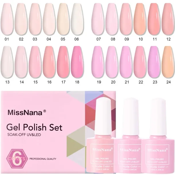 Esmalte De Uñas En Tono Nude Rosado,6 Colores Colección Imprescindible Semipermanente Esmalte De Uñas