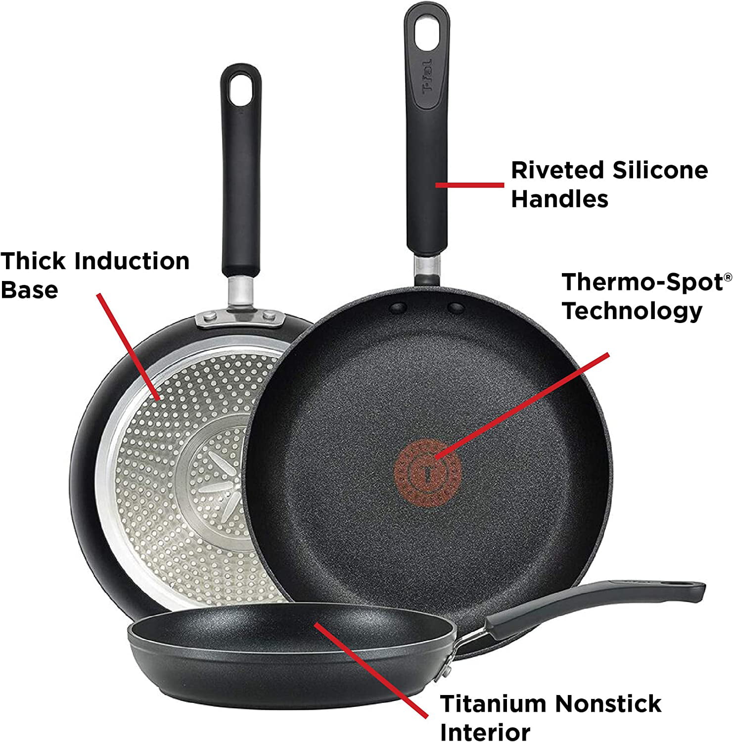 zuur Krimpen Phalanx E938S3 Professional Total Nonstick Thermo-Spot Heat Indicator Fry Pan  Cookware Set, 3-Piece, 8-Inch 10.5-Inch and 12.5-Inch, Black - Walmart.com