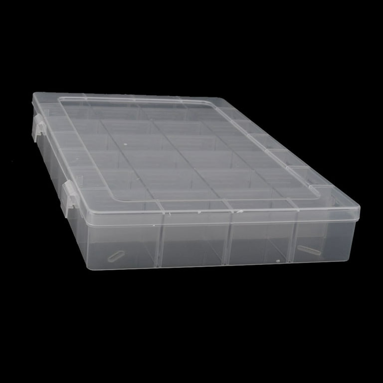28-Grid Plastic Adjustable Jewelry Organizer Box Storage Container Case  with Removable Dividers