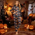 thumbnail image 6 of HTHLVMD Spiderweb Pumpkin Pajamas, Family Matching Sleepwear, Halloween Dark Blue Spider Web Pumpkin Ghost Family Matching Pajamas, Long Sleeve Crew Neck 2 Piece Home Sleep Set, M, 6 of 6