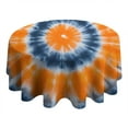 thumbnail image 4 of Orange Blue White Tie Dye Mandala Pattern Round Tablecloth 60"x60",Wrinkle Wipeable Table Cloth for Kitchen Dining Room Picnic Patio Party, 4 of 6
