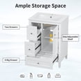thumbnail image 4 of 24" Small Bathroom Vanity with Sink Combo, Solid Wood Bathroom Storage Cabinet with 3 Drawers and Adjustable Shelf, White, 4 of 8