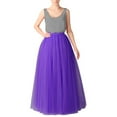 thumbnail image 2 of MIXUE Skirts For Women Summer Mesh Solid Color Elastic High Waist A Line Princess Tutu Dancing Maxi Skirt Activewear,Purple,One Size, 2 of 2