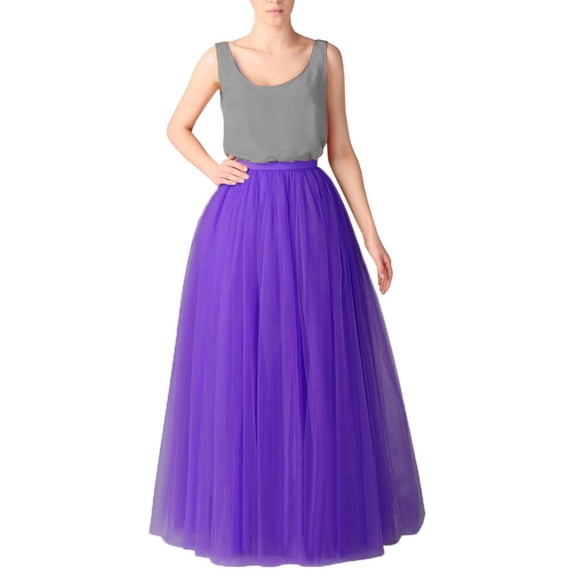 Kcocoo Womens Pleated Gauze Princess Mesh Skirt Adult Tutu Dancing Skirt Polyester Purple