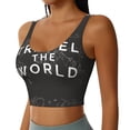 thumbnail image 2 of Fotbe Travel The World1 Pattern Womens' Sports Bra Longline Wirefree Padded with Medium Support Sports Moisture-Wicking Workou Vest,Tank Top-Small, 2 of 7