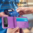 thumbnail image 3 of Wallet Case for Samsung Galaxy Z Flip 3 Card Holder, Embossed PU Leather Cover Removable Adjustable Shoulder Neck Strap Lanyard Phone Case for Samsung Galaxy Z Flip 3 Crossbody Purple, 3 of 16