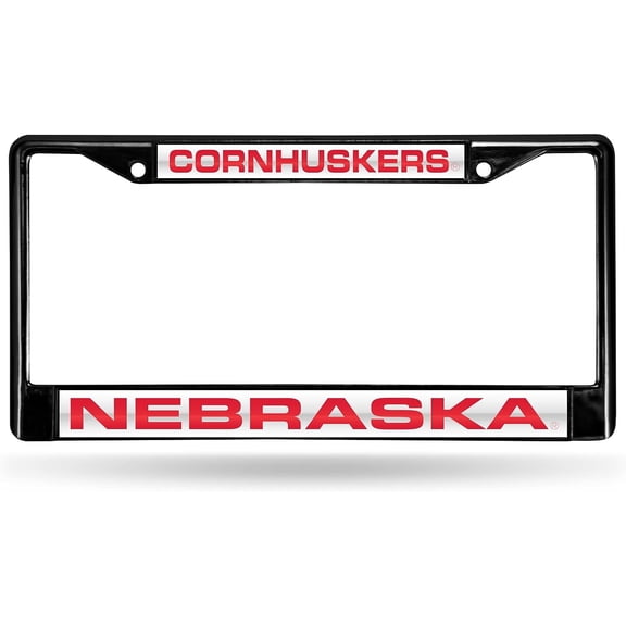 Nebraska NCAA Huskers Black Metal Laser License Plate Frame