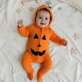 thumbnail image 3 of Jxzom Newborn Baby Boy Girl Halloween Pumpkin Jumpsuit Face Zip Up Long Sleeve Footie Hooded Jumpsuit Romper Halloween Outfits, 3 of 9