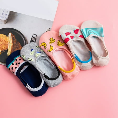 

1 Pair Women Cartoon Fruits Print Cotton Soft Sweat Absorb Low Cut Ankle Socks