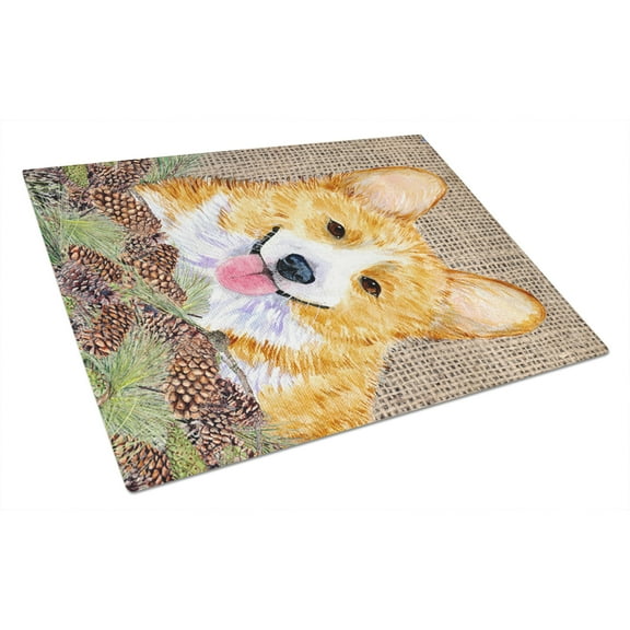Caroline's Treasures Corgi Glass Cutting Board Large