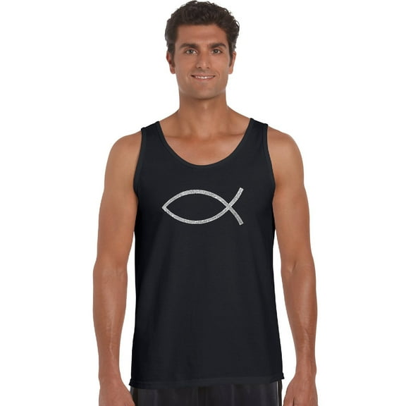 LA Pop Art Men's Word Art Tank Top - JESUS FISH