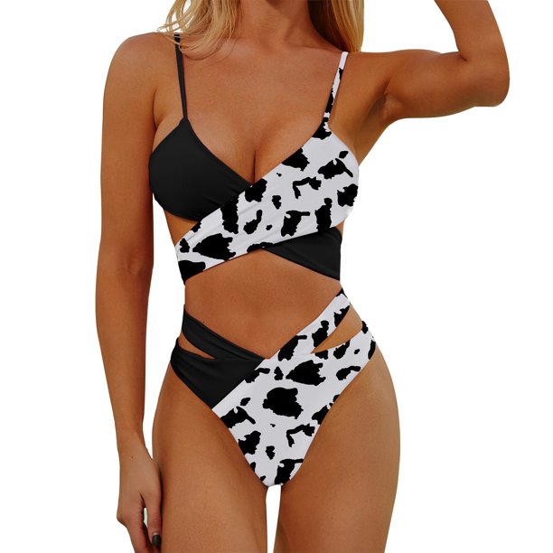 Bathing Suit for Women 2 piece Bikini Lace Up Two Color Split Bikini