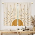 thumbnail image 3 of Boho Minimalist Yellow Sun Kitchen Curtains Modern Neutral Bathroom Curtains Window Treatment Drapes Tier Bohemian Abstract Cafe Small Bedroom Short French Door Curtains 2 Panels 28x40 Inch, 3 of 5