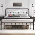 thumbnail image 4 of Homall Queen Size Bed Frame Classic Metal Platform Bed Frame with Charging Station & LED, Victorian Style Iron-Art Headboard/Footboard, Under Bed Storage, No Box Spring Needed, Noise Free, Black, 4 of 9
