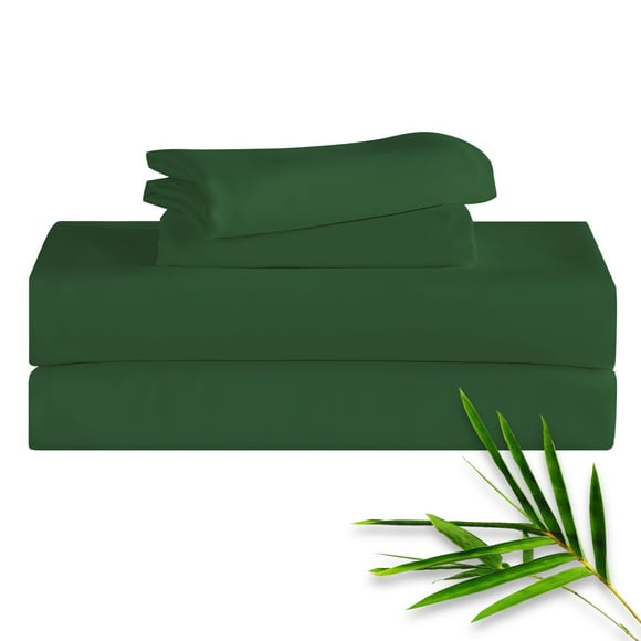 Hitime 4PC Bamboo King Sheet Set, Deep Pocket Fit 16", Breathable Super Soft Luxury Hotel Style Home Decor King Size Sheet Set, Gift for Women, Men - 2 Pillowcases, 1 Flat Sheet, 1 Fitted Sheet