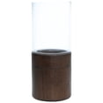 thumbnail image 4 of Northlight Glass Hurricane Pillar Candle Holder with Wooden Base - 15.25", 4 of 7