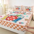 thumbnail image 3 of Manfei Cartoon School Pencil Twin Sheet Sets for Kids, Cute Dots Fruit Twin Fitted Sheet, Orange Checkered Plaid Flat Sheet, Super Cozy Room Decor, 3-Piece, 3 of 7